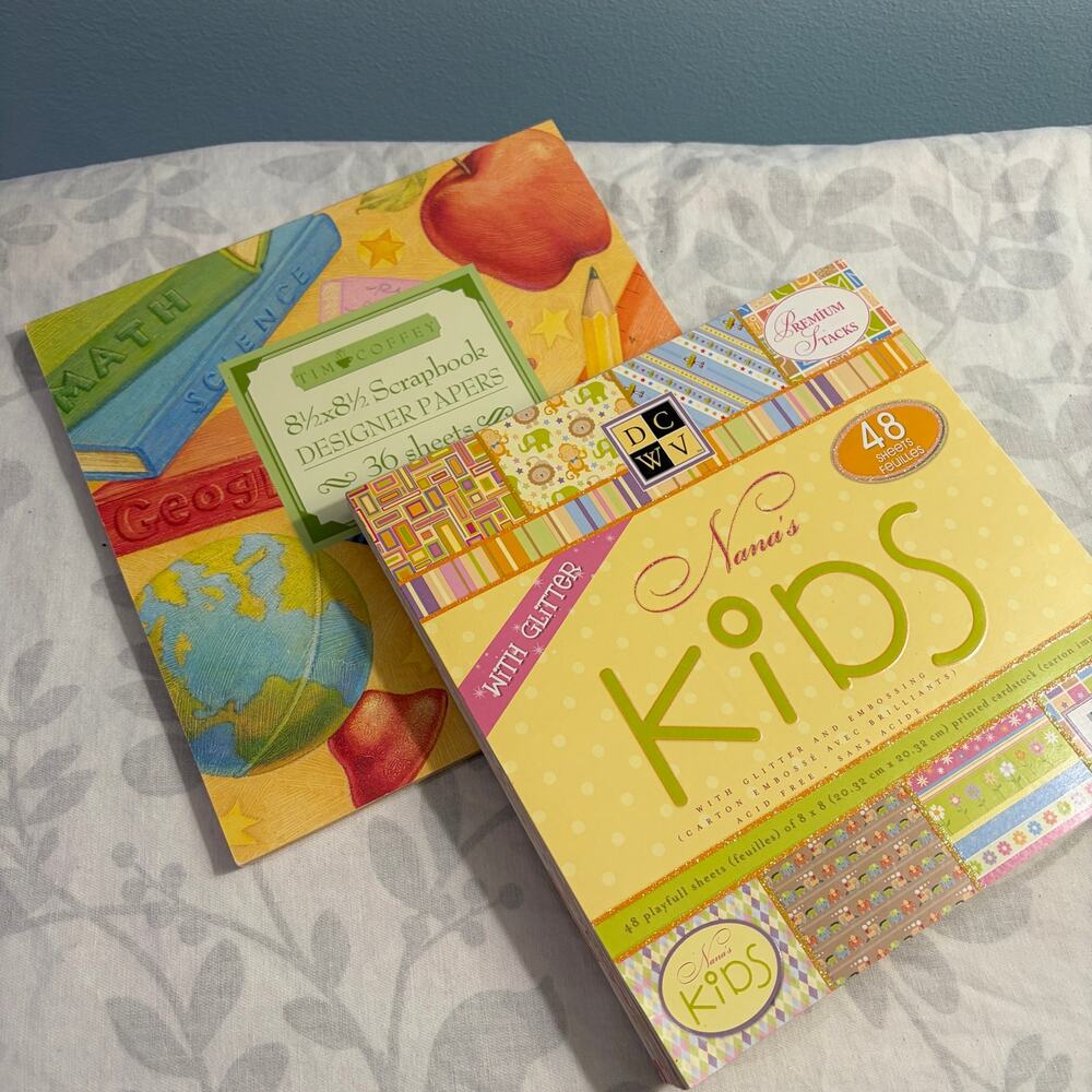 Unused 8x8 Designer Paper Pad Lot Card Making Junk Journal Teacher Crafts